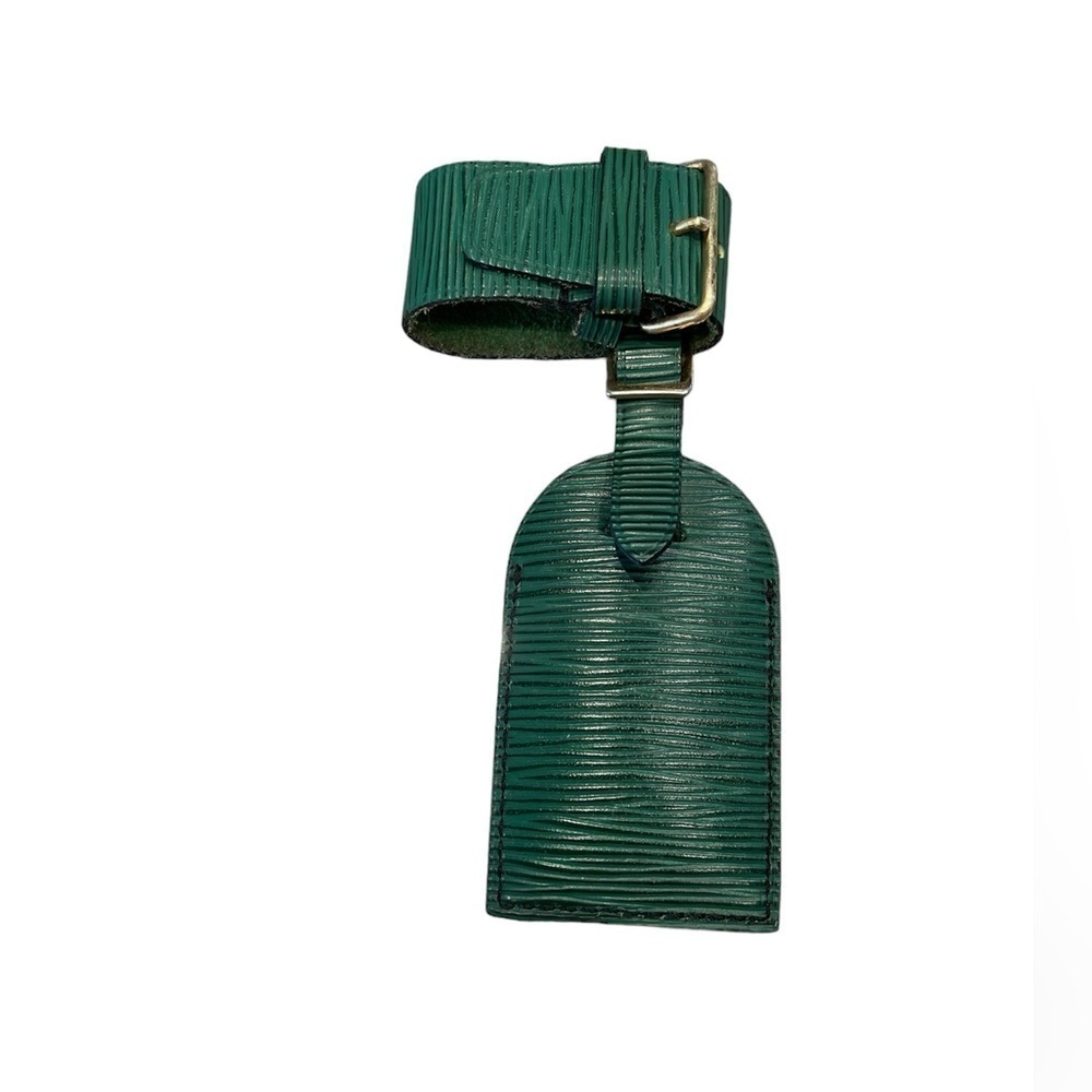 Rare Louis Vuitton Borneo Green Epi Leather Luggage Tag with Poignet France